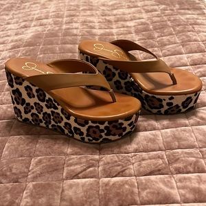 Jessica Simpson animal print wedges size 6